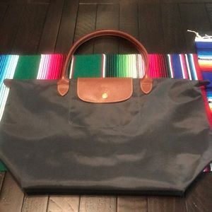 Gray Longchamp Nylon Le Pilage long handle bag